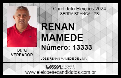 Candidato RENAN MAMEDE 2024 - SERRA BRANCA - Eleições