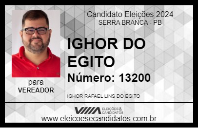 Candidato IGHOR DO EGITO 2024 - SERRA BRANCA - Eleições