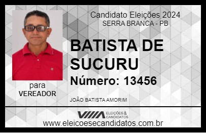 Candidato BATISTA DE SUCURU 2024 - SERRA BRANCA - Eleições