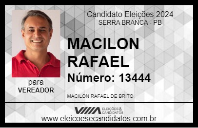 Candidato MACILON RAFAEL 2024 - SERRA BRANCA - Eleições