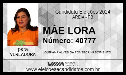 Candidato MÂE LORA 2024 - AREIA - Eleições