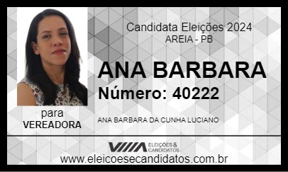 Candidato ANA BARBARA 2024 - AREIA - Eleições