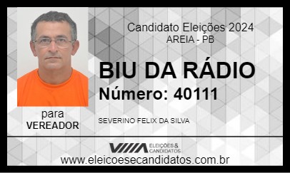 Candidato BIU DA RÁDIO 2024 - AREIA - Eleições