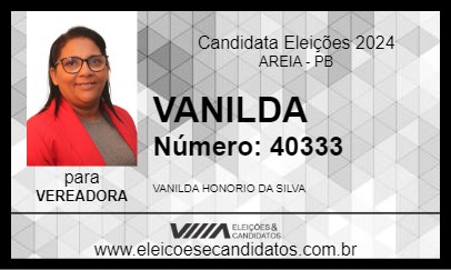 Candidato VANILDA 2024 - AREIA - Eleições