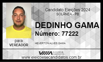 Candidato DEDINHO GAMA 2024 - SOLÂNEA - Eleições