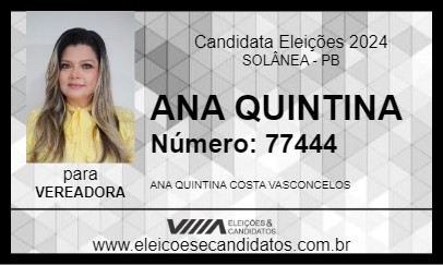 Candidato ANA QUINTINA 2024 - SOLÂNEA - Eleições