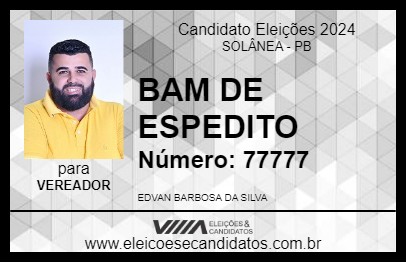 Candidato BAM DE ESPEDITO 2024 - SOLÂNEA - Eleições