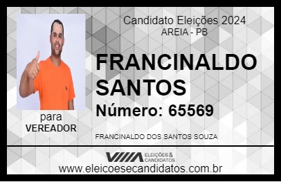 Candidato FRANCINALDO SANTOS 2024 - AREIA - Eleições