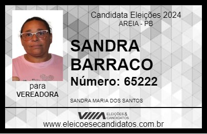 Candidato SANDRA BARRACO 2024 - AREIA - Eleições