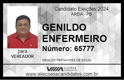 Candidato GENILDO ENFERMEIRO 2024 - AREIA - Eleições