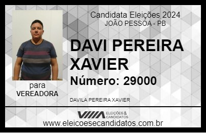 Candidato DAVI PEREIRA XAVIER 2024 - JOÃO PESSOA - Eleições