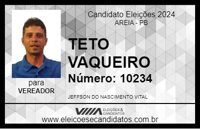 Candidato TETO VAQUEIRO 2024 - AREIA - Eleições