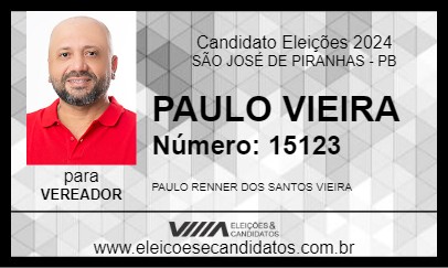 Candidato PAULO VIEIRA 2024 - SÃO JOSÉ DE PIRANHAS - Eleições