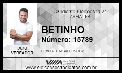 Candidato BETINHO 2024 - AREIA - Eleições