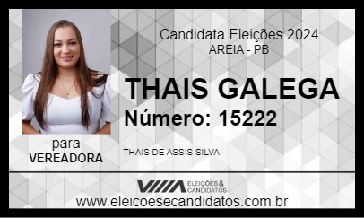 Candidato THAIS GALEGA 2024 - AREIA - Eleições