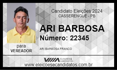 Candidato ARI BARBOSA 2024 - CASSERENGUE - Eleições