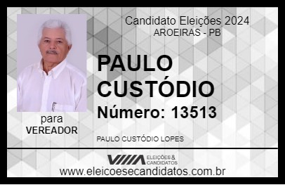 Candidato PAULO CUSTÓDIO 2024 - AROEIRAS - Eleições