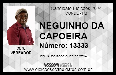 Candidato NEGUINHO DA CAPOEIRA 2024 - CONDE - Eleições