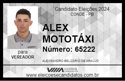 Candidato ALEX MOTOTÁXI 2024 - CONDE - Eleições