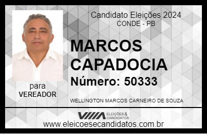 Candidato MARCOS CAPADOCIA 2024 - CONDE - Eleições