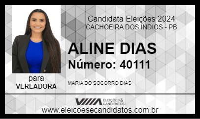 Candidato ALINE DIAS 2024 - CACHOEIRA DOS ÍNDIOS - Eleições