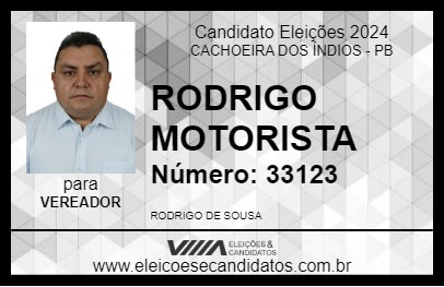 Candidato RODRIGO MOTORISTA 2024 - CACHOEIRA DOS ÍNDIOS - Eleições