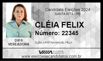 Candidato CLÉIA FELIX 2024 - SANTA RITA - Eleições