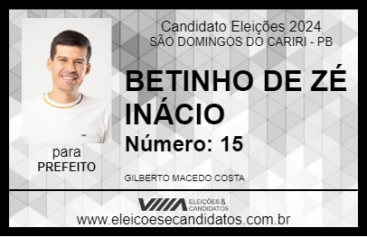 Candidato BETINHO DE ZÉ INÁCIO 2024 - SÃO DOMINGOS DO CARIRI - Eleições