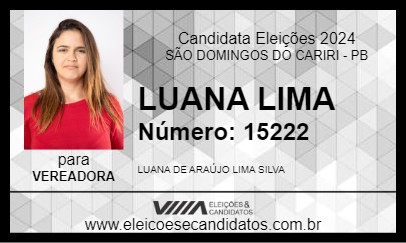 Candidato LUANA LIMA 2024 - SÃO DOMINGOS DO CARIRI - Eleições