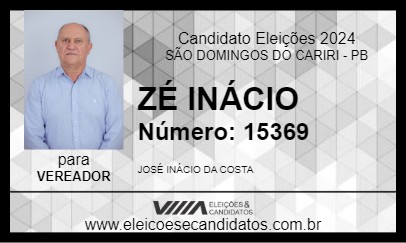 Candidato ZÉ INÁCIO  2024 - SÃO DOMINGOS DO CARIRI - Eleições