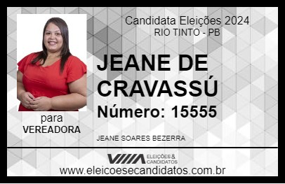 Candidato JEANE DE CRAVASSÚ 2024 - RIO TINTO - Eleições