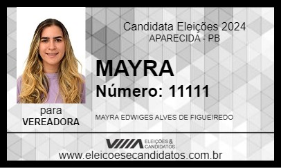 Candidato MAYRA 2024 - APARECIDA - Eleições