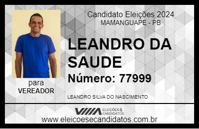 Candidato LEANDRO DA SAUDE 2024 - MAMANGUAPE - Eleições