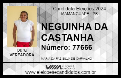 Candidato NEGUINHA DA CASTANHA 2024 - MAMANGUAPE - Eleições