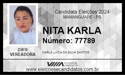 Candidato NITA KARLA 2024 - MAMANGUAPE - Eleições