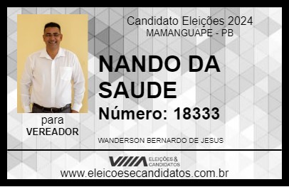 Candidato NANDO DA SAUDE 2024 - MAMANGUAPE - Eleições