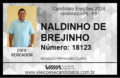 Candidato NALDINHO DE BREJINHO 2024 - MAMANGUAPE - Eleições