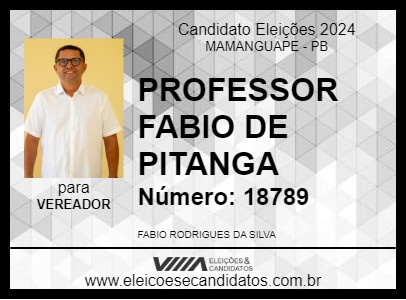 Candidato PROFESSOR FABIO DE PITANGA 2024 - MAMANGUAPE - Eleições