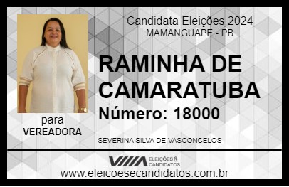 Candidato RAMINHA DE CAMARATUBA 2024 - MAMANGUAPE - Eleições