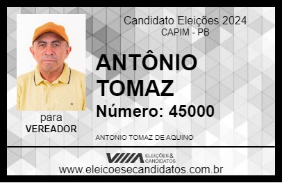 Candidato ANTÔNIO TOMAZ 2024 - CAPIM - Eleições