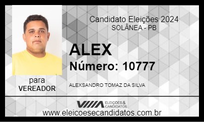 Candidato ALEX 2024 - SOLÂNEA - Eleições