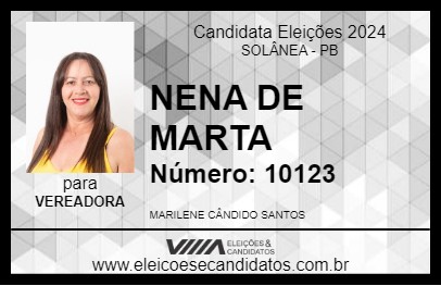 Candidato NENA DE MARTA 2024 - SOLÂNEA - Eleições