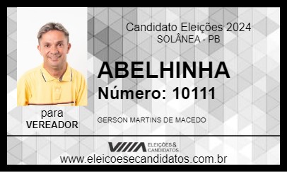 Candidato ABELHINHA 2024 - SOLÂNEA - Eleições