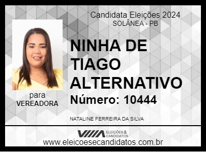 Candidato NINHA DE TIAGO ALTERNATIVO 2024 - SOLÂNEA - Eleições