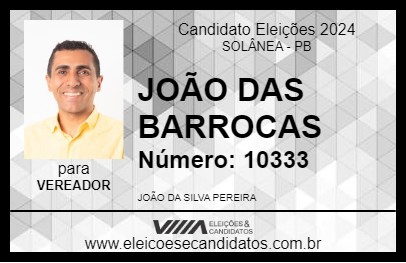 Candidato JOÃO DAS BARROCAS 2024 - SOLÂNEA - Eleições