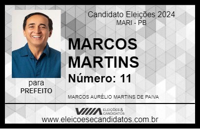 Candidato MARCOS MARTINS 2024 - MARI - Eleições