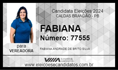 Candidato FABIANA 2024 - CALDAS BRANDÃO - Eleições