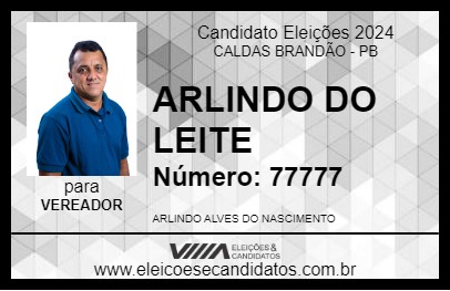 Candidato ARLINDO DO LEITE 2024 - CALDAS BRANDÃO - Eleições