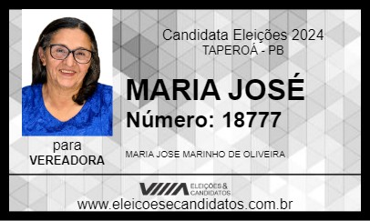 Candidato MARIA JOSÉ 2024 - TAPEROÁ - Eleições