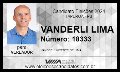 Candidato VANDERLY LIMA 2024 - TAPEROÁ - Eleições